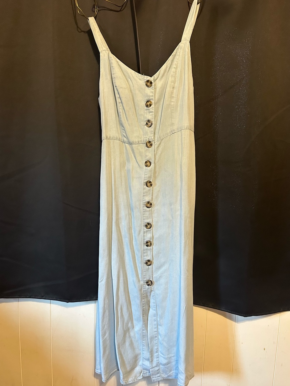 Light Blue Button-Down Maxi Dress
